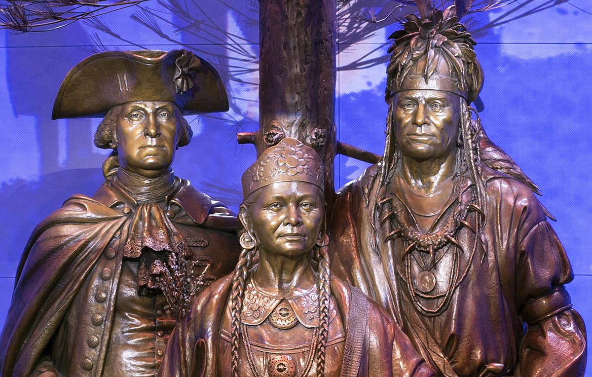 Allies in War, Partners in Peace statue close up.